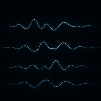 Audio waveforms of under-ice sounds on a dark screen