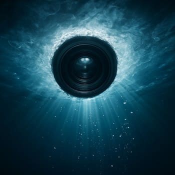 Wide-angle under-ice view through a circular camera port