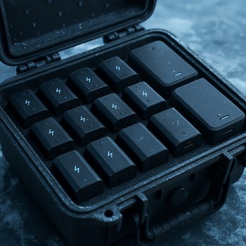 Small case with labeled batteries arranged in rows