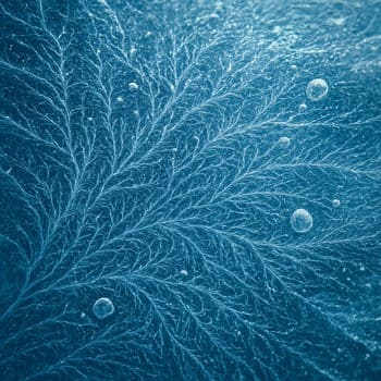 Frozen under-ice bubble veins crossing the frame at an angle