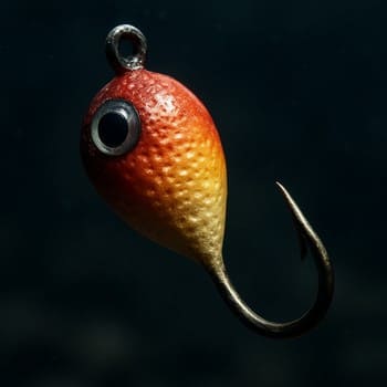 Macro shot of a jig hovering just above the bottom in clear water