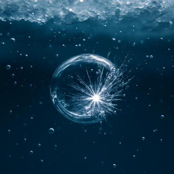 Tiny frame of a single fish flashing through a narrow light cone