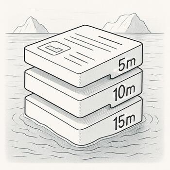 Small deck of cards with depth ranges written on them