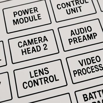 Small sticker sheet with symbols for power, video and audio